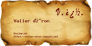 Valler Áron névjegykártya